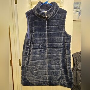 Le Moda navy Blue faux fur vest womans XL extra large